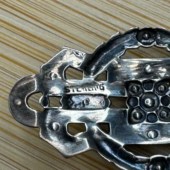 Antique Art Deco Sterling Silver Marcasite Pendant Necklace